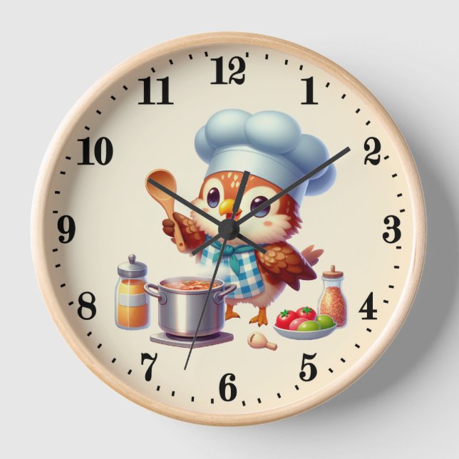 Cute chef bird owl  clock (Front)