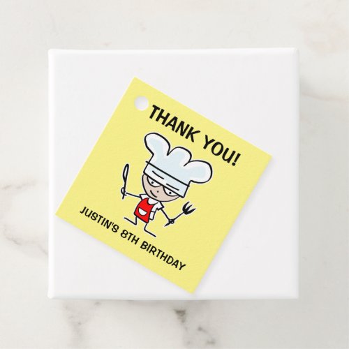 Cute chef cartoon cooking Birthday party Favor Tags