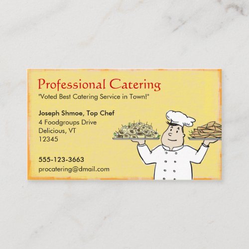Cute Chef Cartoon Illustration  Fun Food Service Business Card