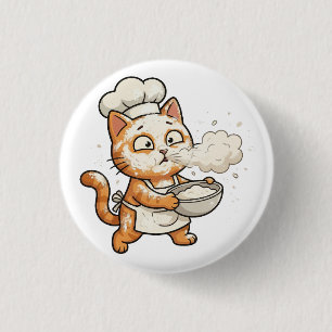 Cute Chef Cat Cooking Hot Food Button