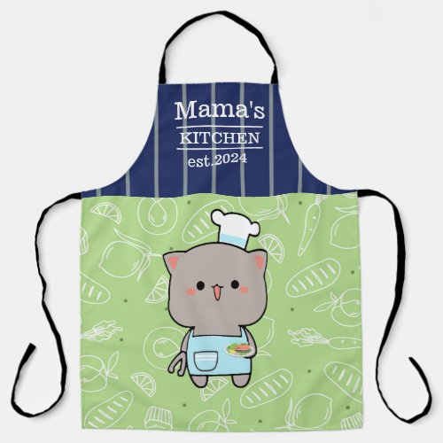 Cute Chef Cat Design with Personalized Text Apron