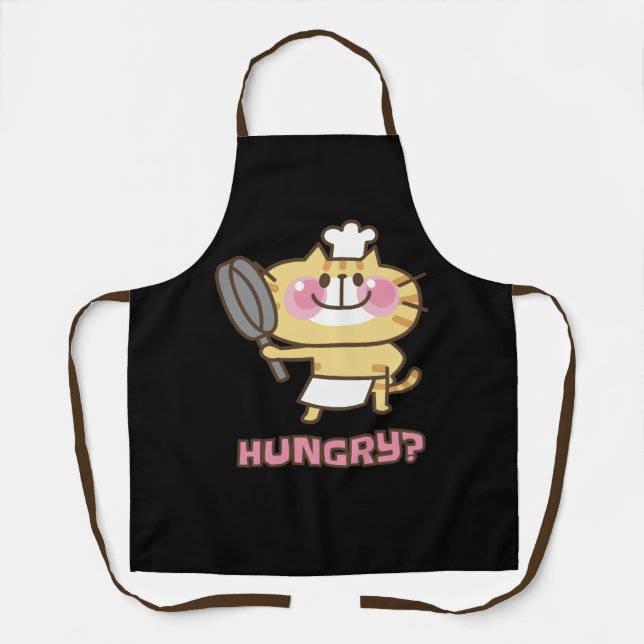 Cute Chef Cat Hungry Quote Funny Cooking Apron (Front)
