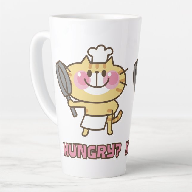 Cute Chef Cat Hungry Quote Funny Cooking Latte Mug (Left Angle)