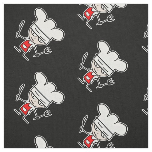 Cute chef cook cartoon pattern diy textile fabric