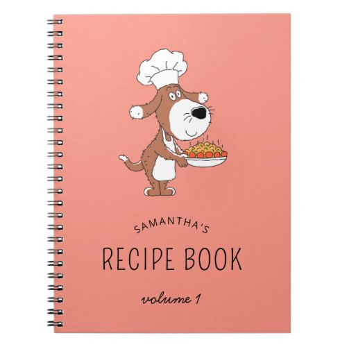 Cute Chef Cook Dog Puppy Family Recipe Book