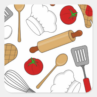 Cute Chef / Cook Love Pattern Square Sticker
