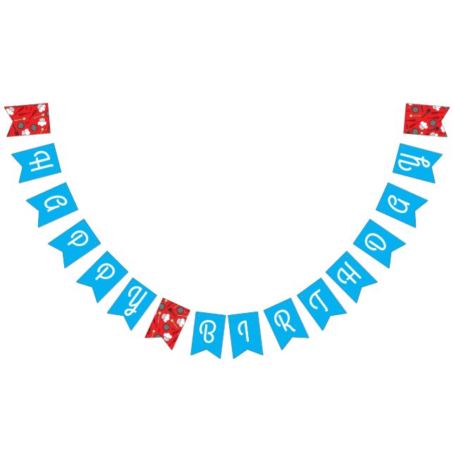 Cute Chef Cooking Kids 1st Birthday Party Bunting Flags (All)