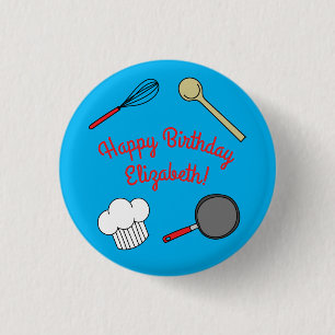 Cute Chef Cooking Kids 1st Birthday Party Button