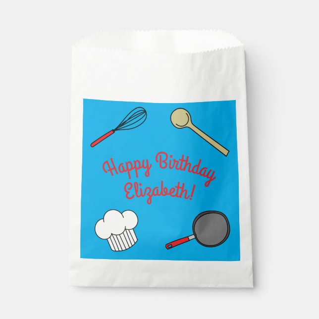 Cute Chef Cooking Kids 1st Birthday Party Favor Bag (Front)