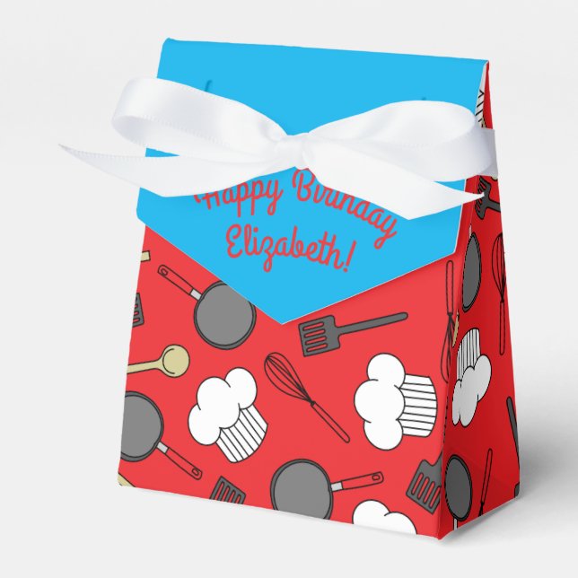 Cute Chef Cooking Kids 1st Birthday Party Favor Boxes (Front Side)