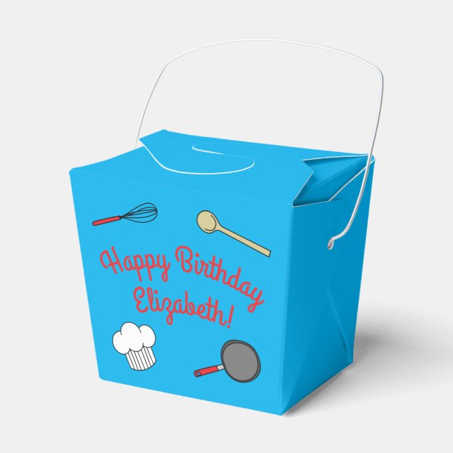Cute Chef Cooking Kids 1st Birthday Party Favor Boxes (Front Side)