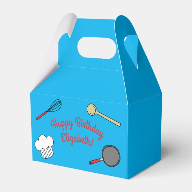 Cute Chef Cooking Kids 1st Birthday Party Favor Boxes (Front Side)