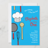 Cute Chef Cooking Kids 1st Birthday Party Invitation (Front)