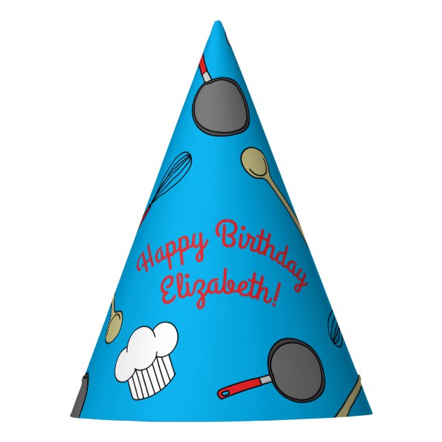 Cute Chef Cooking Kids 1st Birthday Party Party Hat (Front)