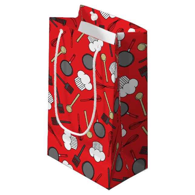 Cute Chef Cooking Kids 1st Birthday Party Small Gift Bag (Front Angled)