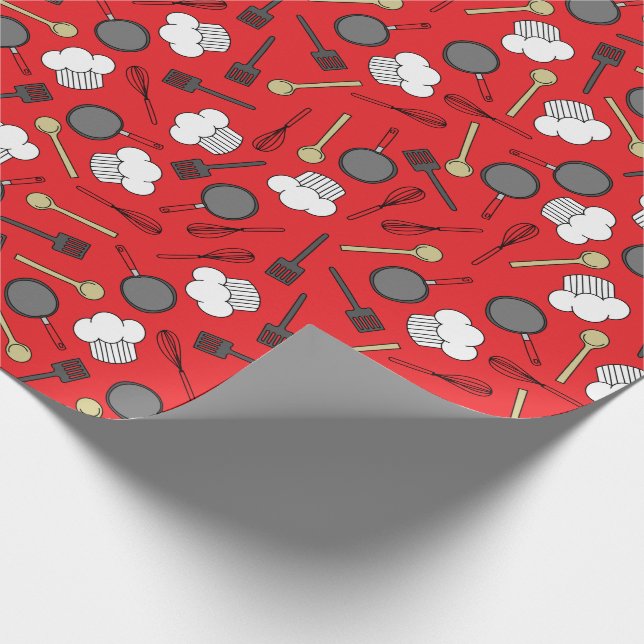 Cute Chef Cooking Kids 1st Birthday Party Wrapping Paper (Corner)