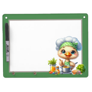 Cute chef duck lovers dry erase board with keychain holder