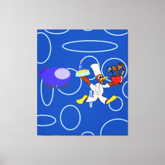 Cute Chef Ducky Kazoo Blue Circles Canvas Print