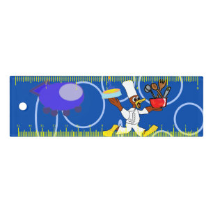 Cute Chef Ducky Kazoo Blue Circles Ruler