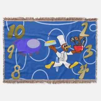 Cute Chef Ducky Kazoo Blue Circles Throw Blanket