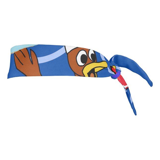 Cute Chef Ducky Kazoo Blue Circles Tie Headband (Rotate 90)
