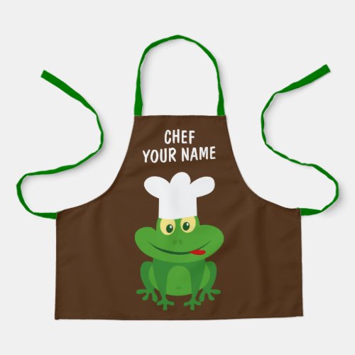 Cute chef frog cartoon custom kids cooking apron