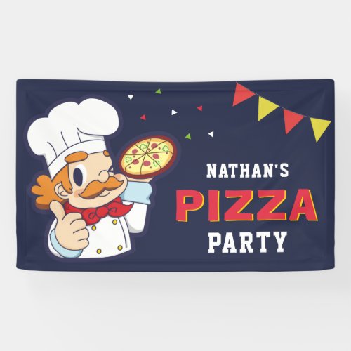 Cute Chef Kids Pizza Birthday Party Banner