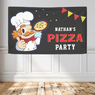 Cute Chef Kids Pizza Birthday Party Banner