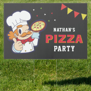 Cute Chef Kids Pizza Birthday Party Sign