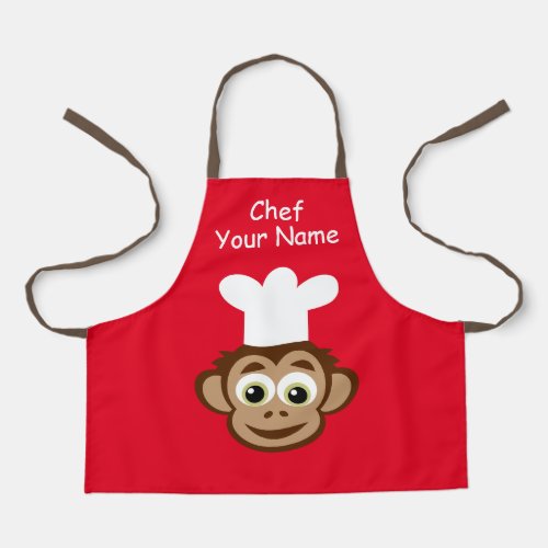 Cute chef monkey cartoon kitchen apron for kids