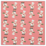 Cute Chef On A Red Check Background Fabric