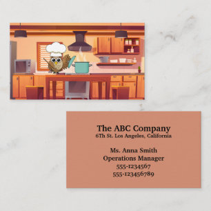 Cute Chef Owl Cooking in Kitchen   Personalize Business Card