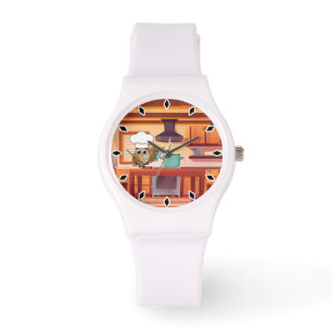 Cute Chef Owl Cooking in Kitchen Watch