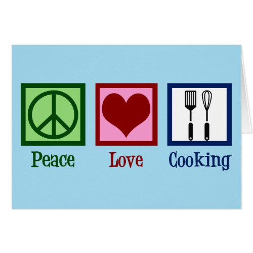Cute Chef Peace Love Cooking Utensils Card