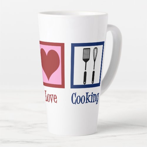 Cute Chef Peace Love Cooking Utensils Latte Mug
