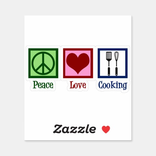 Cute Chef Peace Love Cooking Utensils Sticker