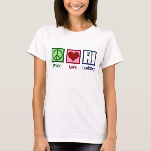 Cute Chef Peace Love Cooking Utensils T_Shirt