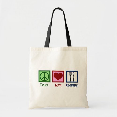 Cute Chef Peace Love Cooking Utensils Tote Bag
