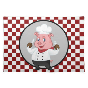 cute chef pig kitchen cloth placemat
