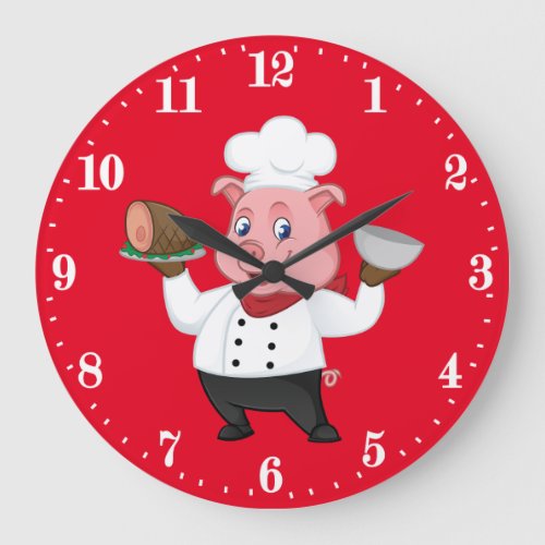 Cute Chef pig kitchen wall decor Large Clock