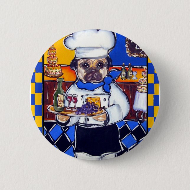 Cute Chef Pug Button (Front)