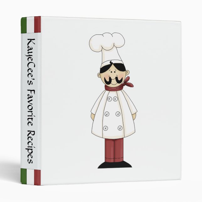 Cute Chef Recipe Album 3 Ring Binder (Front/Spine)