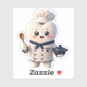 Cute Chef Tooth Character Funny Dentist Gift Stick Sticker