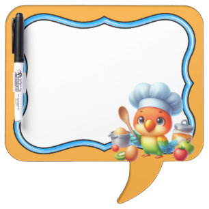 Cute chef tropical parrot dry erase board