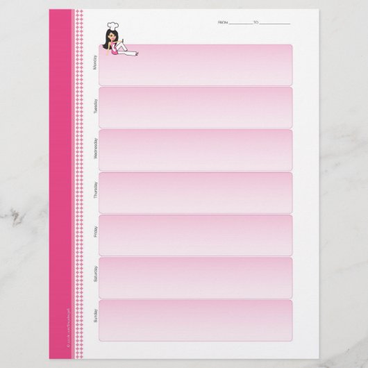 Cute Chef Weekly Planner Sheets Bulk Order (Front)