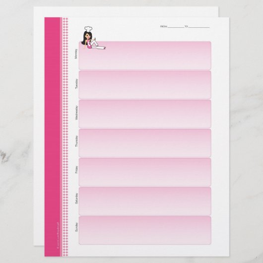 Cute Chef Weekly Planner Sheets Bulk Order (Front/Back)