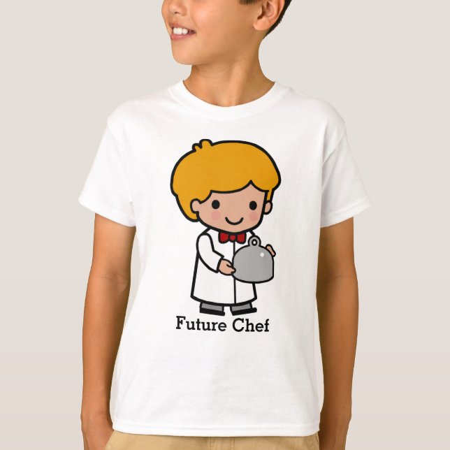 Cute Chef with Bow Tie and serving tray T-Shirt (Front)