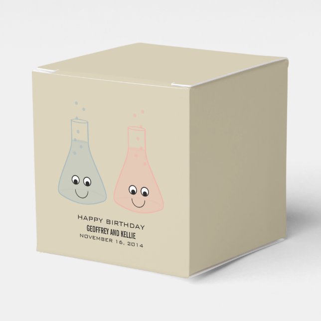Cute Chemistry Birthday Favor Boxes (Front Side)