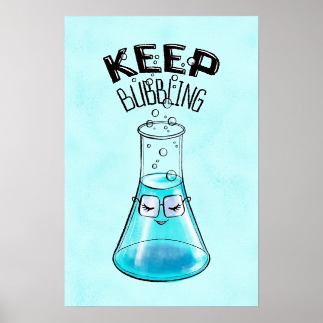 Cute Chemistry Funny Nerdy Lab Character Poster (Front)