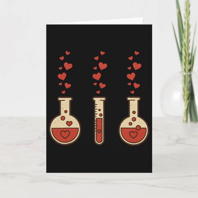Cute Chemistry Valentine Laboratory Teacher Heart  Card (Front)